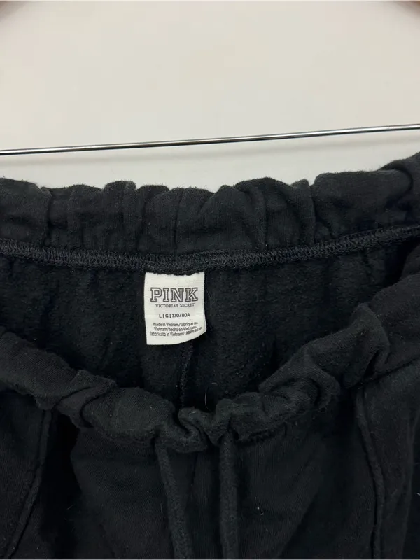 Victoria’s Secret PINK Cargo Sweatpants Large Black Jogger - Image 2
