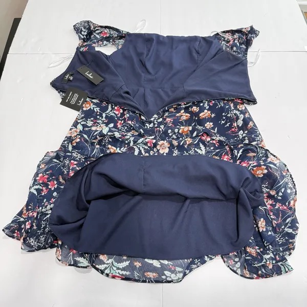 NWT Lulus My Favorite Navy Blue Floral Print Off the Shoulder‎ Dress Size MEDIUM - Image 8