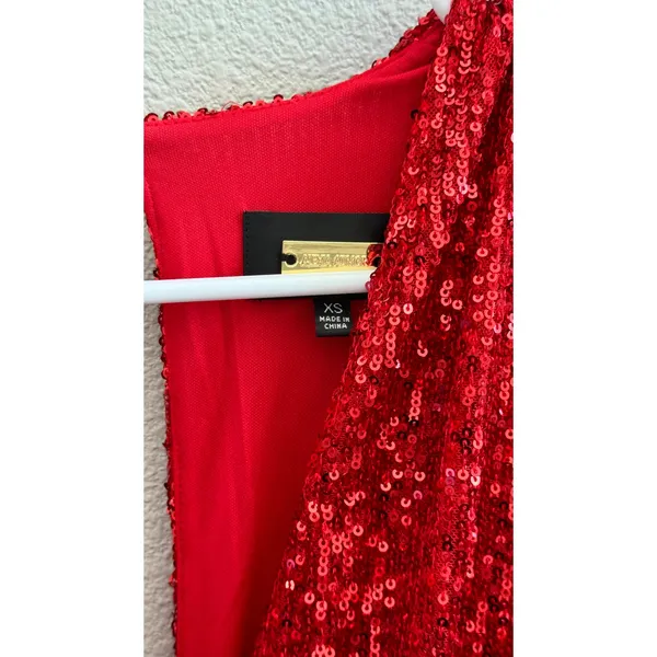 NWOT Alexia Admor Silena Surplice Midi Dress Red Sequin V-Neck Womens Size XS - Image 9