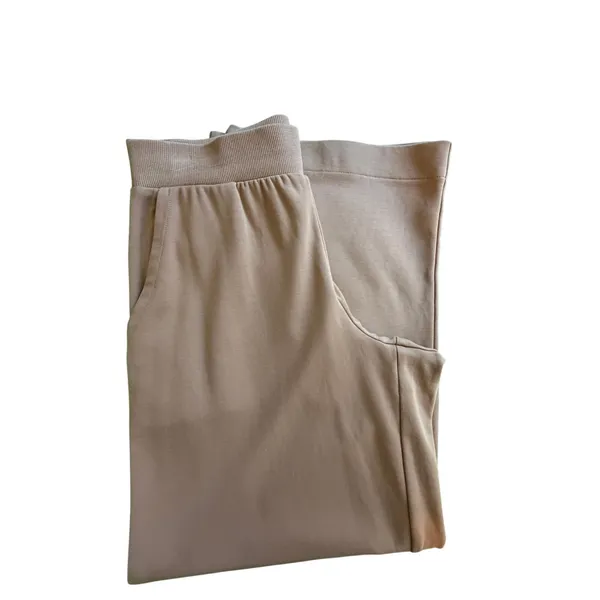 Haven Well Within Taupe Wide Leg Lounge Pants Small Cotton Travel Quiet Luxury - Image 7