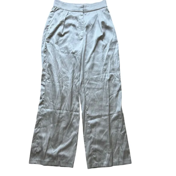 Abercrombie and Fitch Cream Silky High Rise Wide Leg Pants Size 10 - Image 4