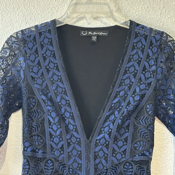 For Love & Lemons Lyla Mini Cocktail Dress Black & Blue Lace Women’s Size XS - Image 6