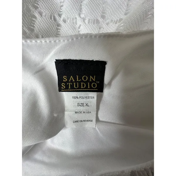 Salon Studio White Lace Dress Womens XL Wedding Prom HOCO Party Short Sleeve - Image 5