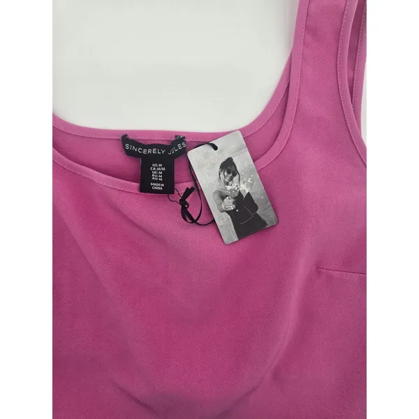 Sincerely Jules Crop Top Womens Medium Pink Square Neck‎ Side Zip Sleeveless - Image 2
