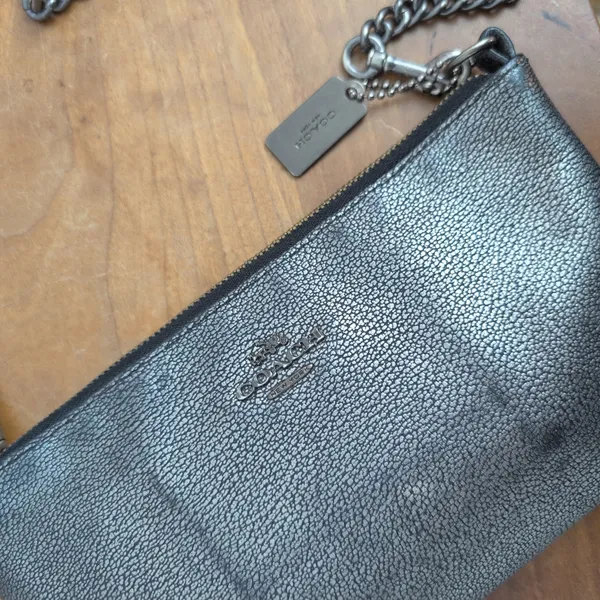 Coach Kylie Metallic Silver Crossbody Mini Purse - Image 5