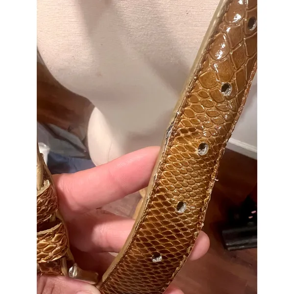 American Vintage Vintage Genuine Snakeskin Leather Belt Brown Python S/M 29–33” - Image 13