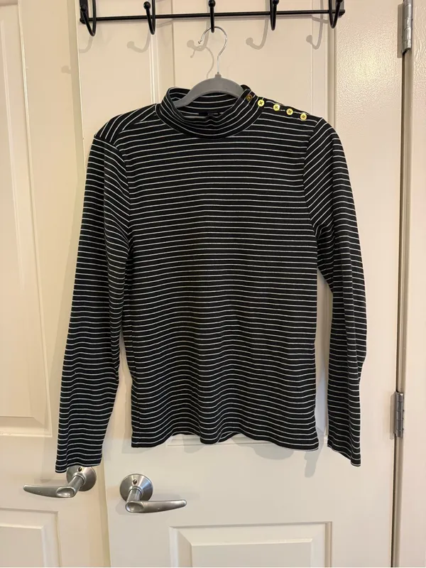 J. Crew Black Striped Long-Sleeve Turtleneck - Image 2