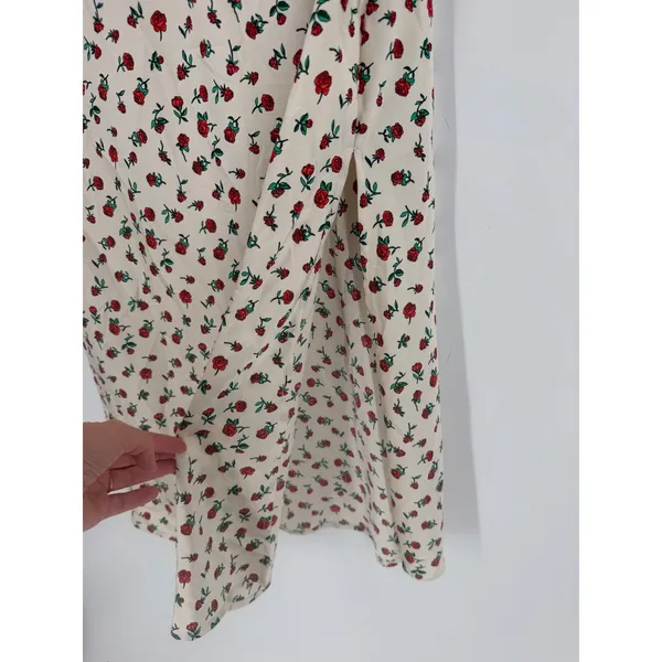 A New Day Midi Slip Dress Women L Cream Red Rose Floral Coquette Romantic - Image 10