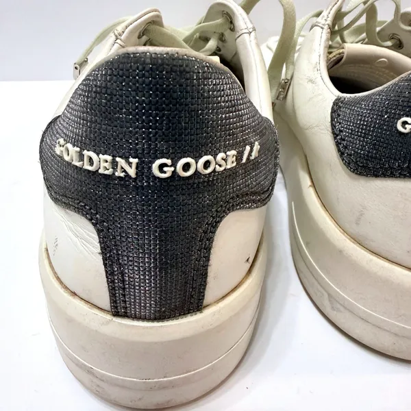 Golden Goose PureStar Low Top Sneakers White Leather Glitter Heel Size 38 US 8 - Image 6
