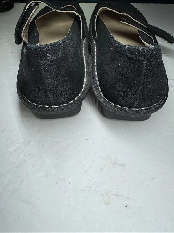 Alegria Feliz Black leather Mary Jane Flats adjustable Strap sparkle comfort 38 - Image 6