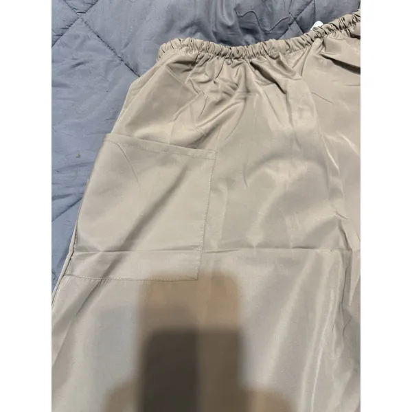 Beige Scrub Work Pants L Blood Resistant Latex Free 30" Inseam Pockets New - Image 6
