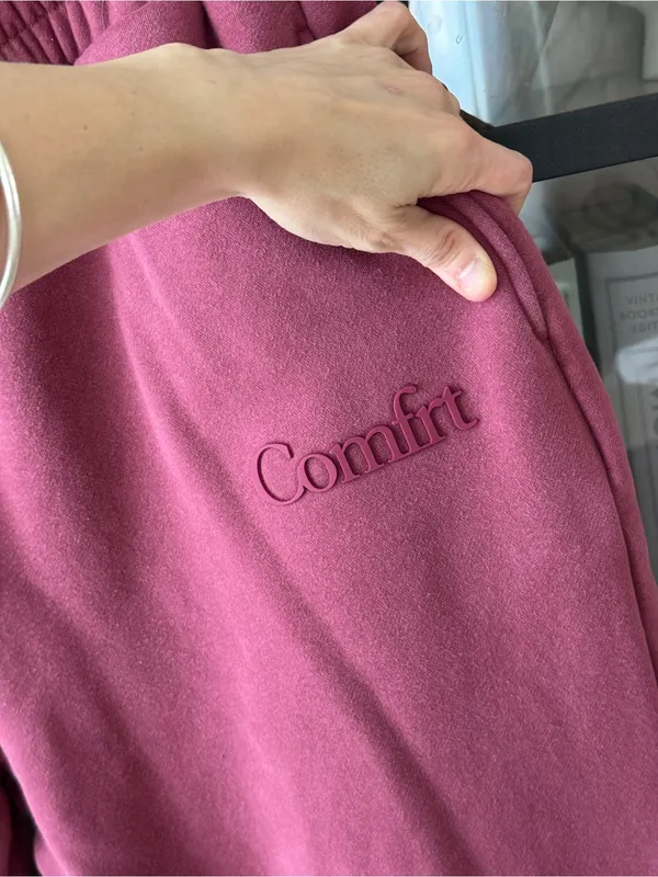 Comfrt Minimalist Sweatpants straight wide leg berry pink - Image 2