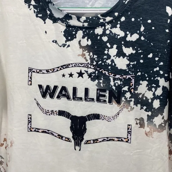 Wallen bleached T-shirt concert casual western country casual festival rodeo - Image 2