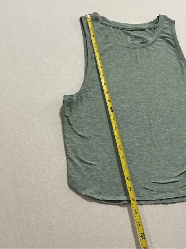 Nike and Gap Teal Racerback Tank Top with Heathered Sage Crop Layer - Image 4