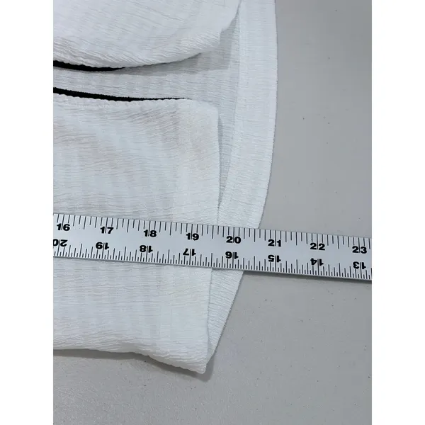 NWT Maeve Anthropologie White‎ Black Trim Ruffle Cropped Cardigan S - Image 12