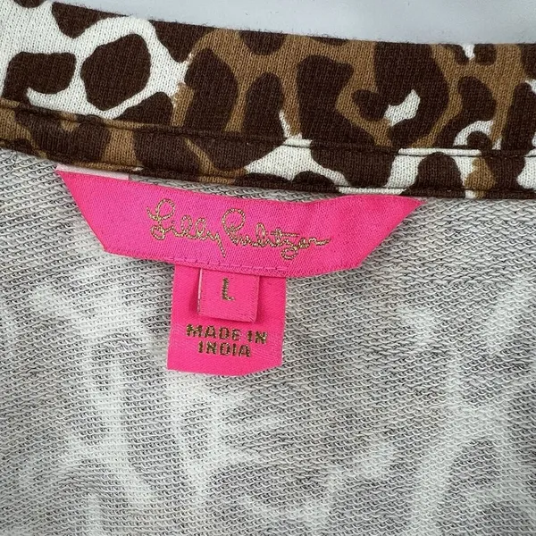 Lilly‎ Pulitzer Chocolate My Favorite Spot Jansen V-Neck Sweatshirt Size Large - Image 9