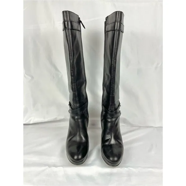 Cole Haan 'Air Cara' Boots High Heel Leather Tall Knee High Black Boot Sz 8.5 - Image 2