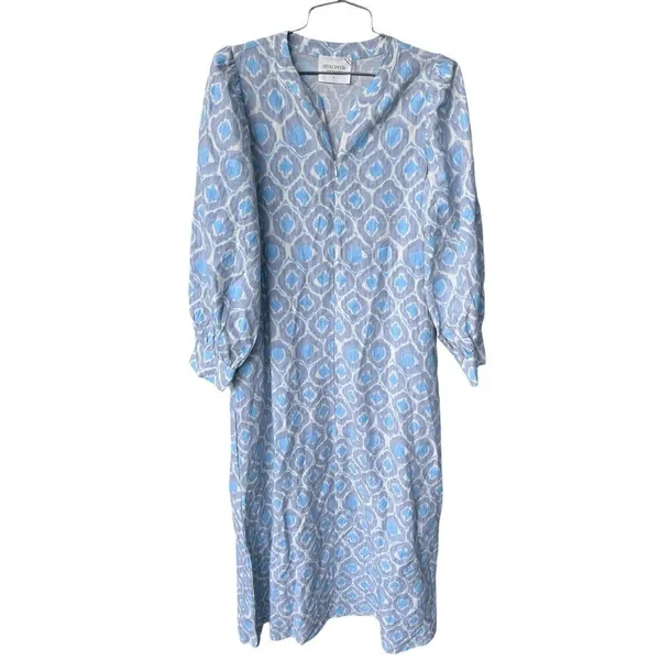 HYACINTH HOUSE Blue Ikat Zipper Zadie Maxi Dress XS - Image 3