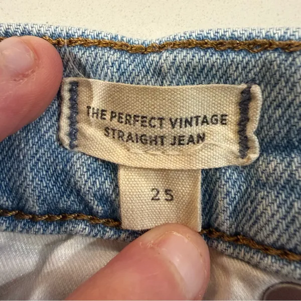 Madewell The Perfect Vintage Straight Denim Jeans Women’s 25 Danny Wash Knee Rip - Image 12