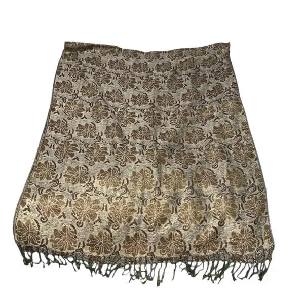 Women's Woven Reversible Floral Pashmina Wool Silk Shawl Wrap Scarf - Image 4