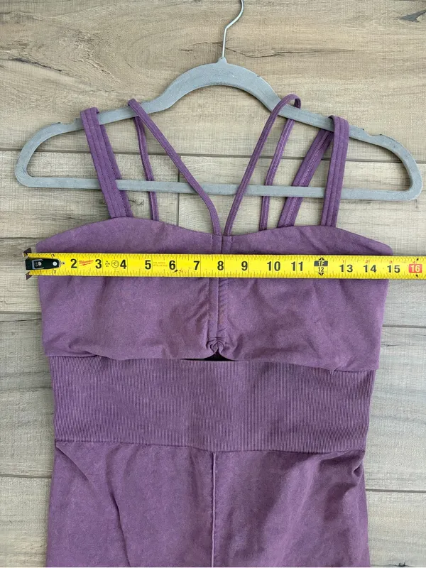 Free People Movement Good Karma Cut Out Onesie Purple M/L - Image 10