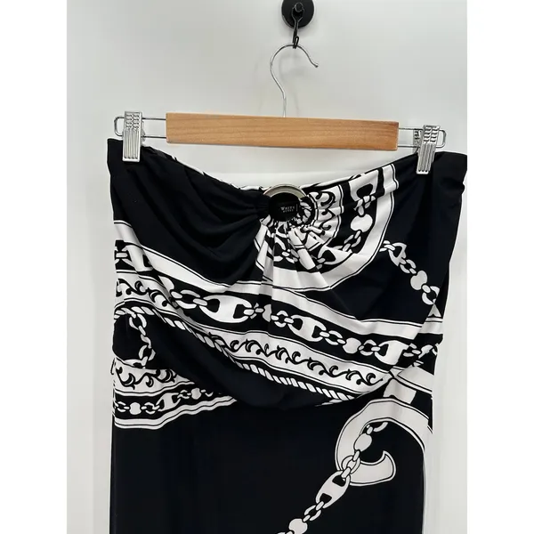 White House Black Market Dress Women XS Strapless Black‎ White Resort Birthday - Image 4