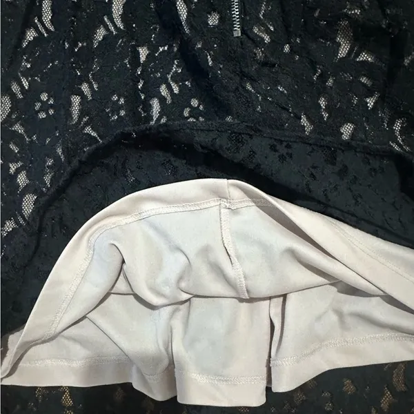 American Eagle Outfitters Black and Cream Lace Overlay Dress Whimsygoth - Image 3