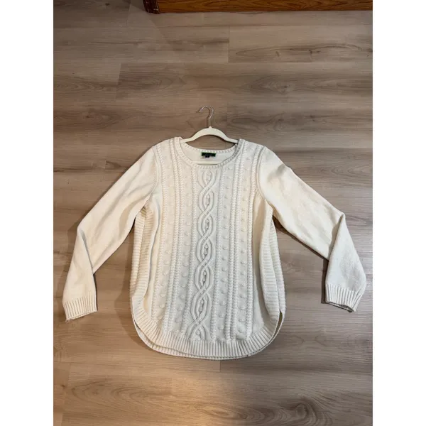 C. Wonder Sweater Cream M Womens Cable Knit Wool Blend Pullover - Image 12