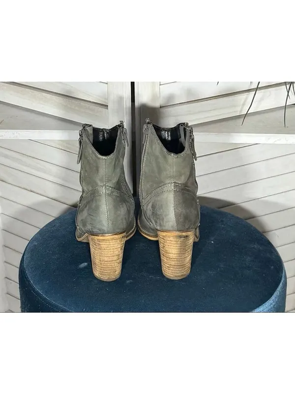 Rebel Taupe Gray Leather Ankle Cowboy Boots Size 9 - Image 3