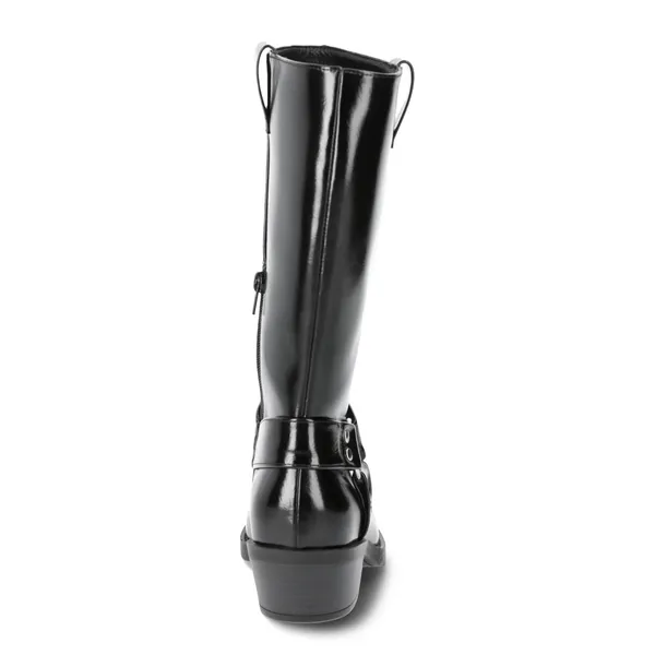 Time and Tru Womens Boots Size 8.5 Black Knee High Harness Riding Moto Western - Image 2