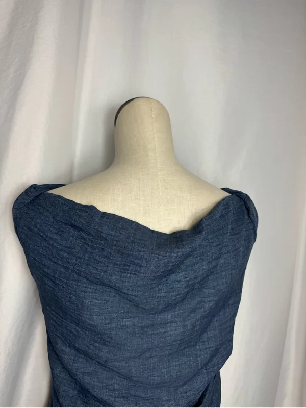 Women's Navy Blue Asymmetric Draped blouse with palazzo pant -2 piece set NWOT - Image 9