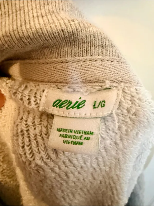 Aerie Large Sage Green Camo Half Zip Pullover Sweatshirt Oversized L - Image 9