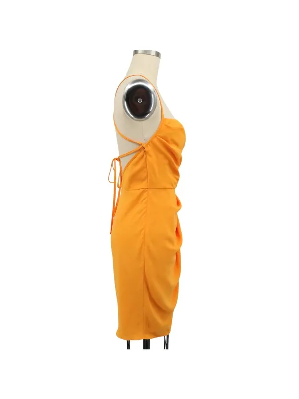 Amanda Uprichard Jasalina Ruched Mini Dress Sleeveless in Vibrant Orange S - Image 7