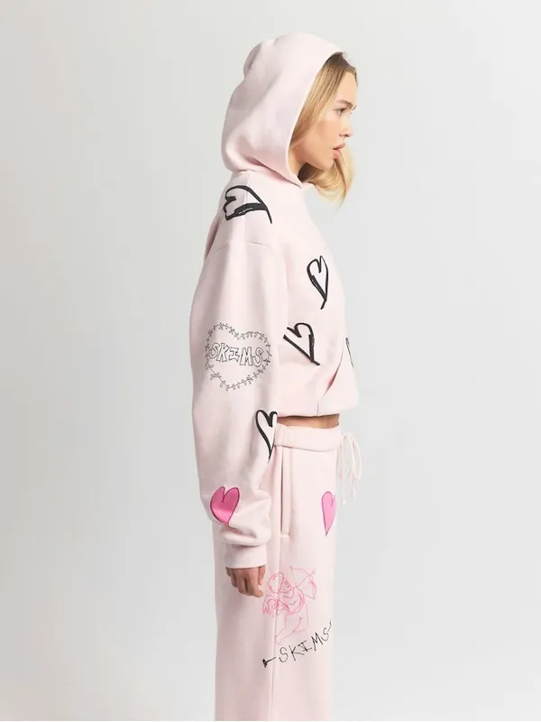 E.D (Clst) Cotton Fleece Classic Pullover hoodie| Barely Pink Heart | Size Small - Image 4