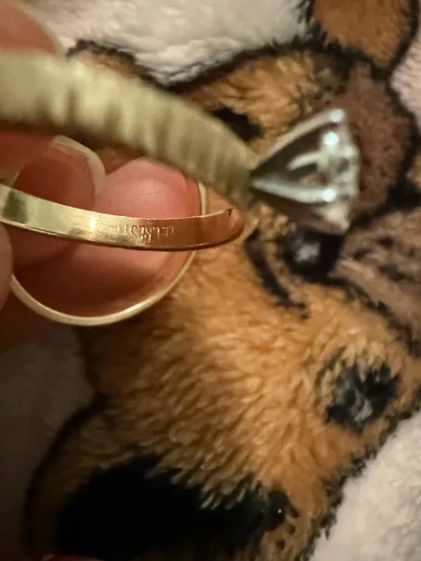 14k gold old wedding set Size 6 - Image 5