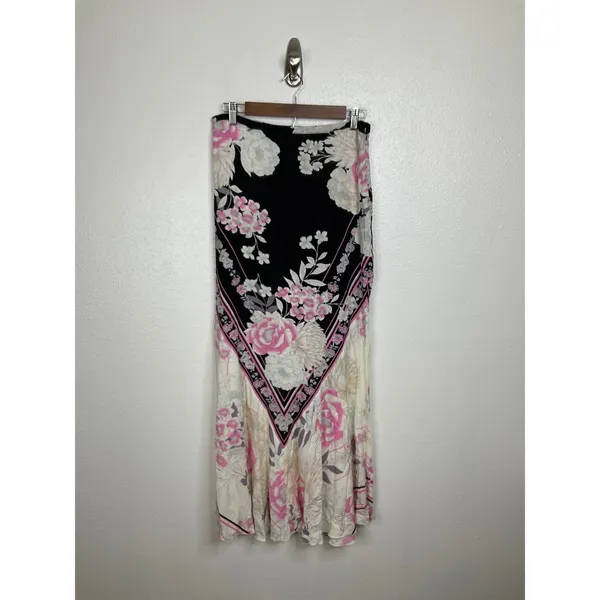 Free People‎ Bali After Hours Floral Maxi Skirt Black Pink Rose Print Size Small - Image 3