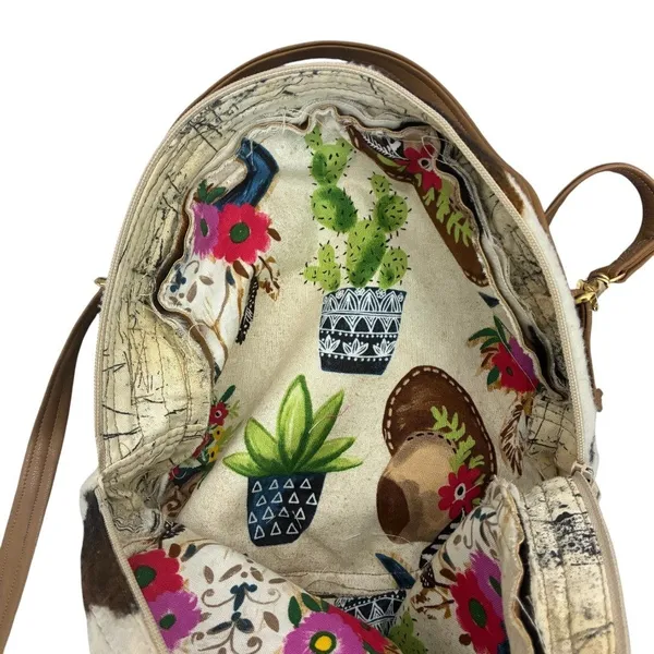 Womens Western Cow Print Round Crossbody Bag Brown Desert Boho Festival Size OS - Image 9