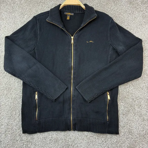 LRL Lauren Ralph Lauren Full Zip Sweater Jacket Womens XL Black Capsule Wardrobe - Image 2