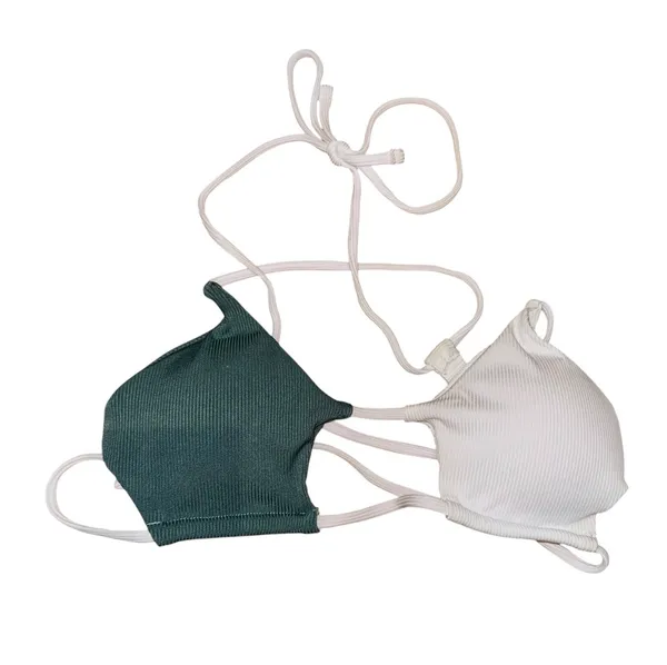 Colorblock reversible ribbed bikini Green - Image 3