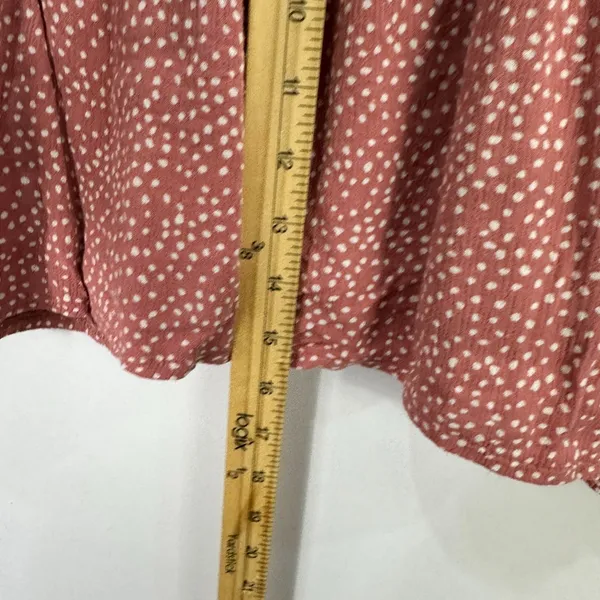 Abercrombie Fitch Mini Skirt Womens Large‎ Pink Polka Dot Smocked Pull On Preppy - Image 4