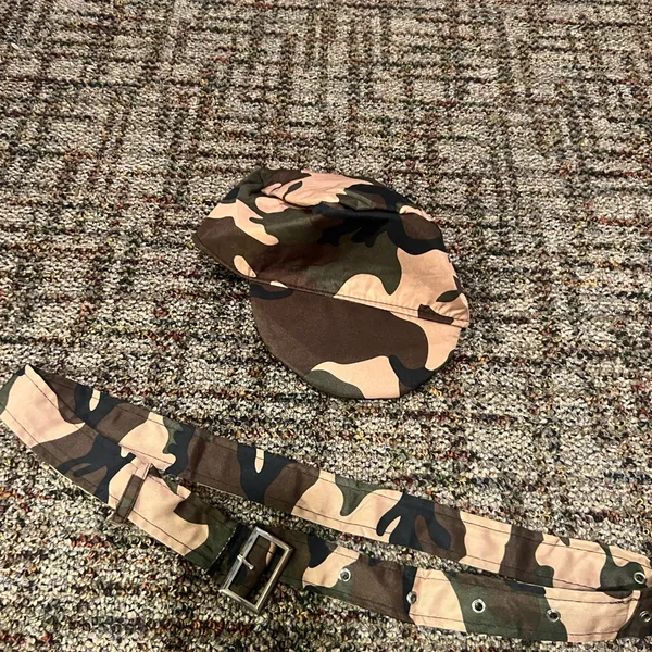 Camouflage Cap and Belt Set - Green, Brown, Tan - Image 3