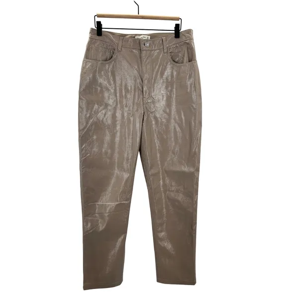 Abercrombie & Fitch Curve‎ Love 90s Straight Ultra High Rise Vegan Leather Pants - Image 3