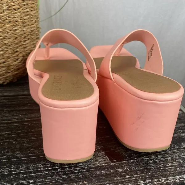 L*Space Pink Platform Wedge Thong Shoes 8 - Image 4