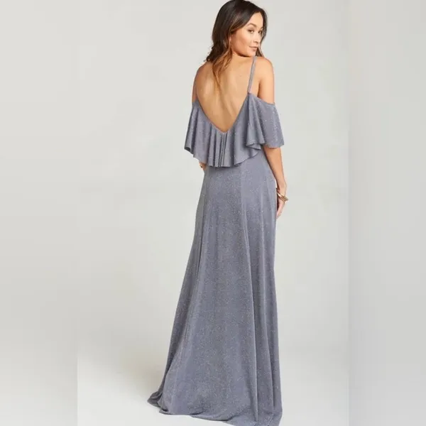 Show Me Your Mumu Renee Ruffle Maxi Dress Dancing Queen Shine Smoke Small NWT - Image 2