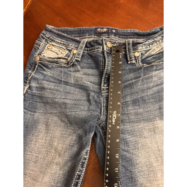 Miss Me Jeans, Slim Boot Women's Size 28 Blue, Denim, Gems Back Pocket, Flared - Image 6