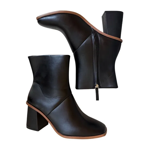 Time and Tru Ankle Boots Black Square Toe Block‎ Heel Women Size 9 - Image 5