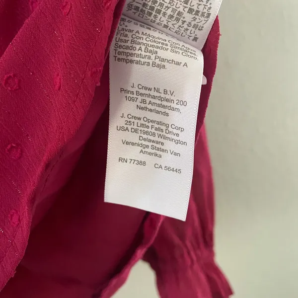 J. Crew Factory Fuchsia Shimmery Polka Dot Ruffle Blouse Small Going Out Casual - Image 5