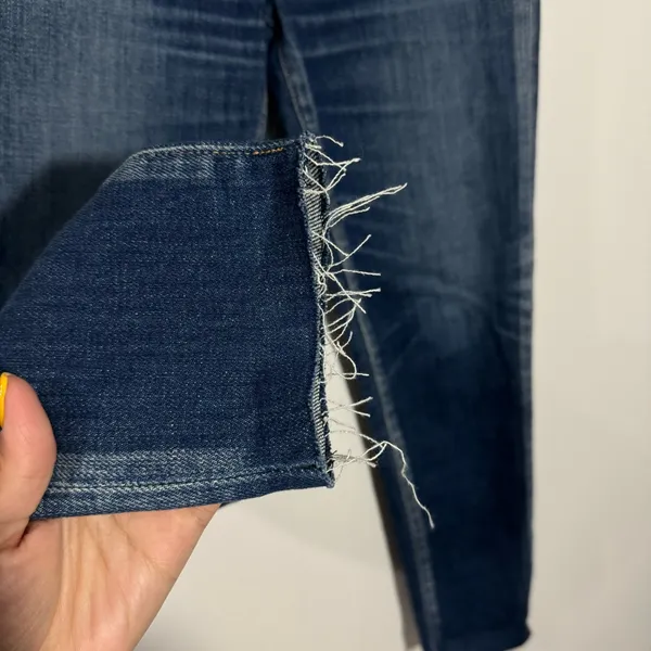 Moussy Vintage‎ Warren Skinny Blue Jeans Raw Hem Size 24 Designer Minimalist - Image 4