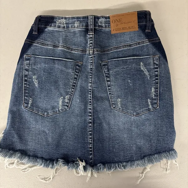 NEW Sz 26 2 One Teaspoon Free People Mini Denim Jean Skirt Blue Distressed - Image 4