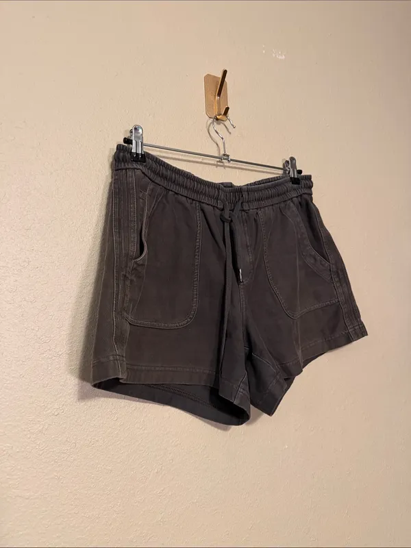 Athleta Farallon Drawstring Sweat Shorts Washed Gray Size 8 Tall - Image 3